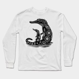 Crocodile Aboriginal Australian Dot Art Long Sleeve T-Shirt